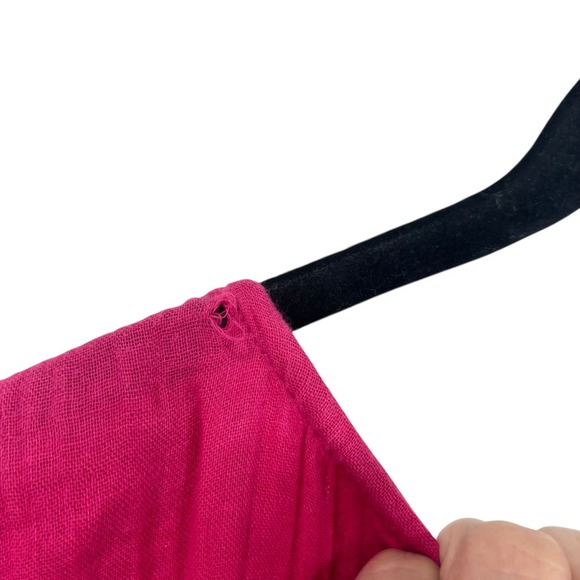 Mara Hoffman Women's Dress XXS Hot Pink 3/4 Sleeve V Neck Midi Pleated Pockets - Picture 8 of 9